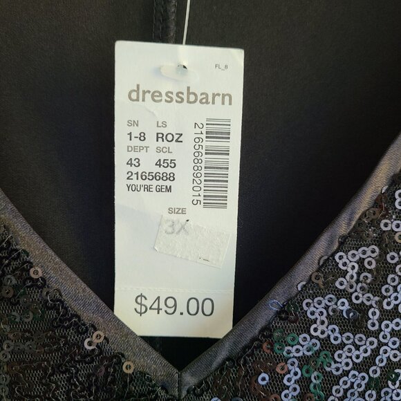 Roz & Ali Sequin Blouse 3X Black Evening Party NYE Pullover V-neck Plus - Picture 10 of 12